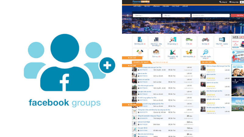 Facebooks Group & trang web rao vặt địa phương 